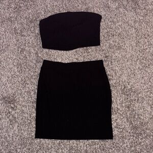 Elegant Black Women's Top and Skirt Set
